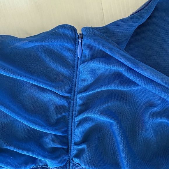 Royal Blue One-Shoulder Embellished Dress Gown - Picture 7 of 9